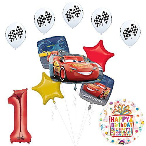 Banner Lightning Mcqueen 1st Party Supplies First Boy Balloons Disney Car Birthday Decorations One Backdrop 